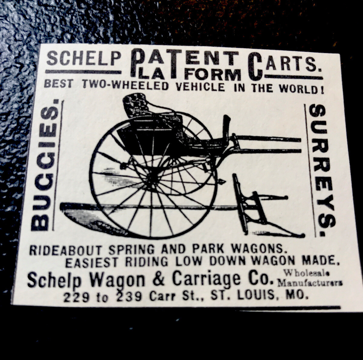 1889 Schelp Wagon & Carriage Co. Farm Advertising – St. Louis – Missouri