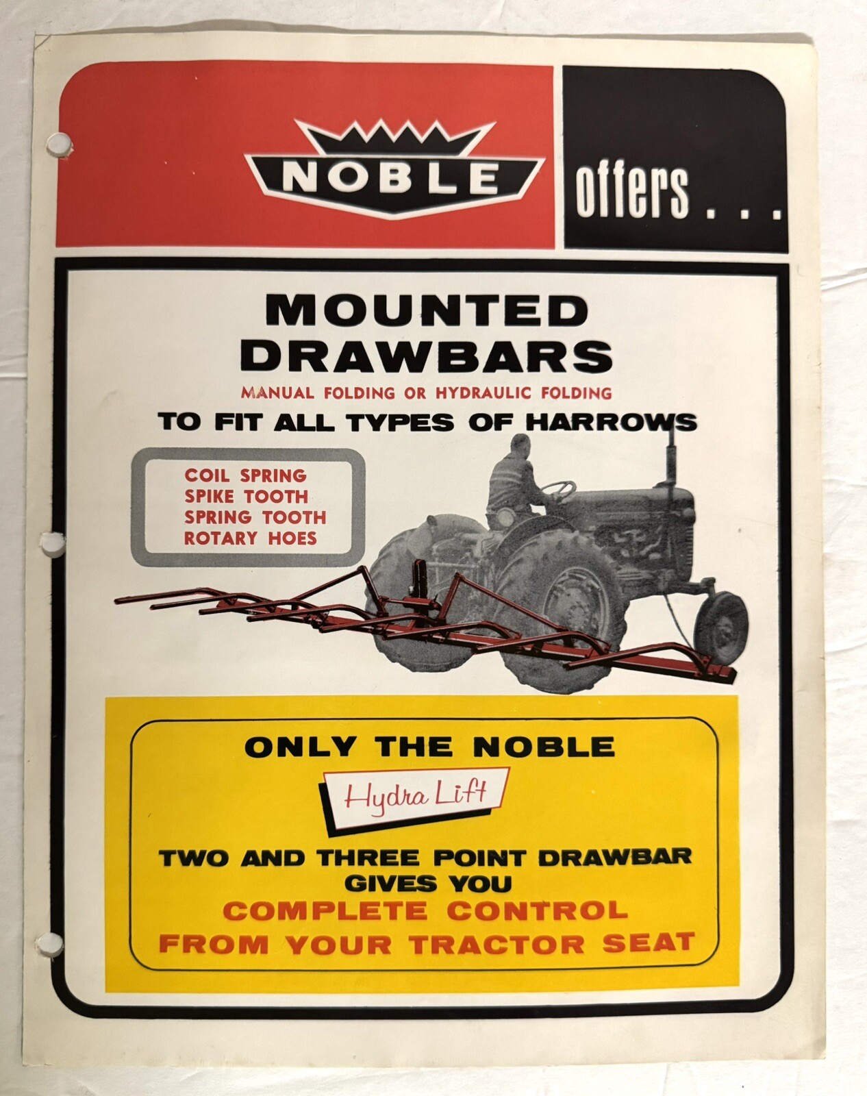 Vintage Noble Manufacturing Mounted Drawbars For Farm Tractors Agriculture