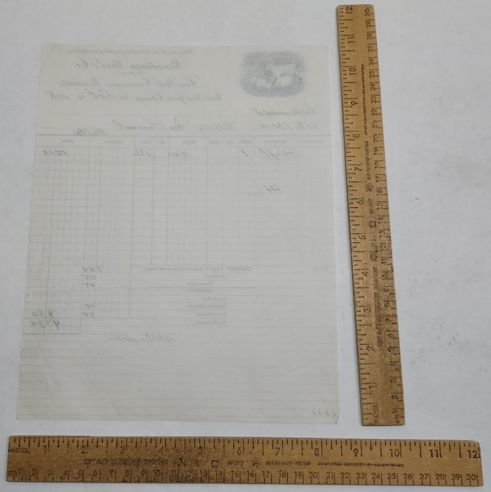 1898 ROSENBAUM BROS & CO Live Stock Commission Merchants RECEIPT – listing #7445