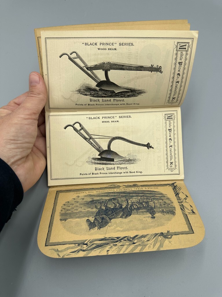 Rare 1887 MEIKLE PLOW Machinery FARM Pocket Ledger LOUISVILLE KY Advertising