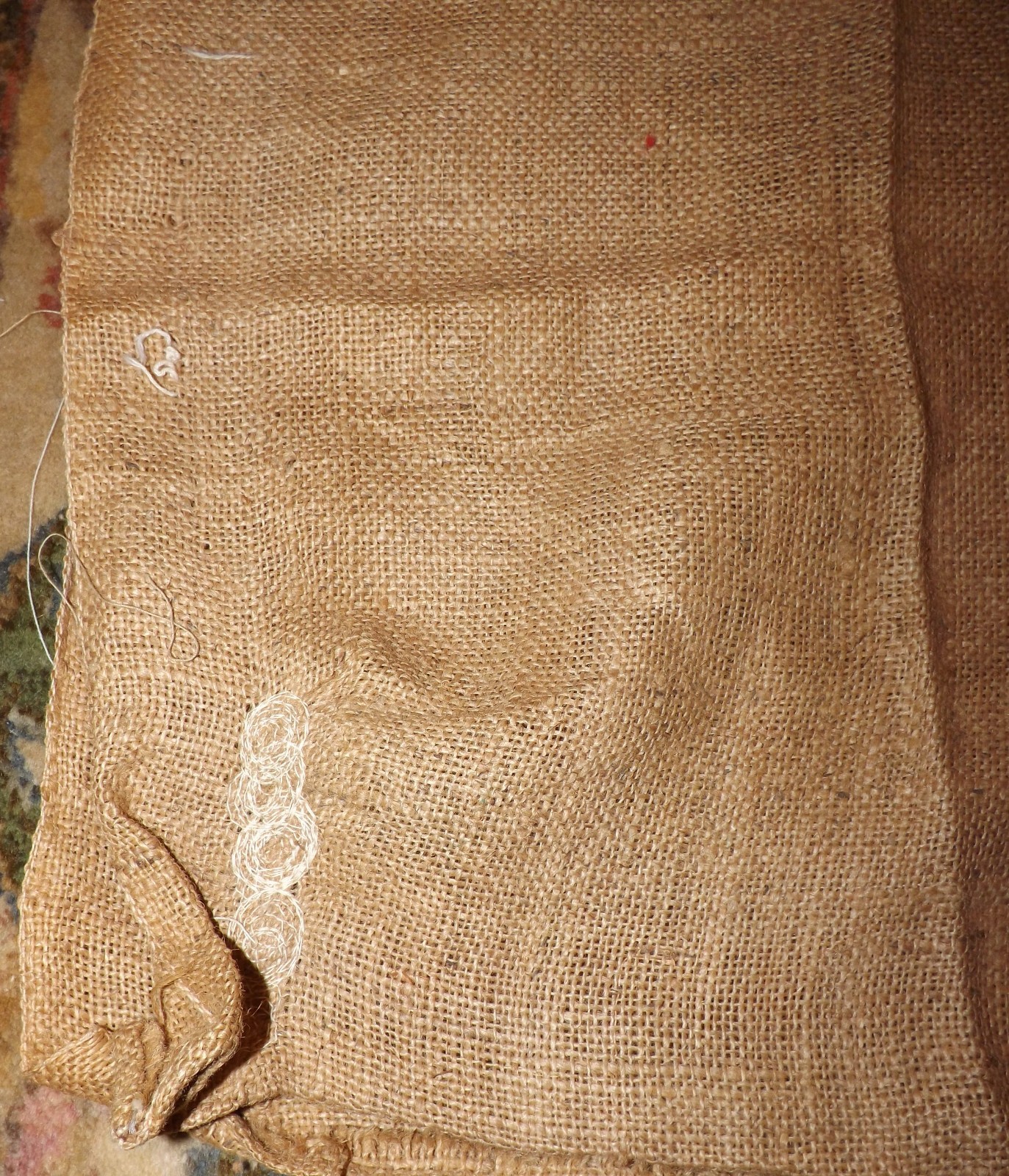 Vintage-Large Burlap-Bag-PRODUCER&rsquo;S QUALITY FEED & SEED HAND SEWN REPAIRS EXC.