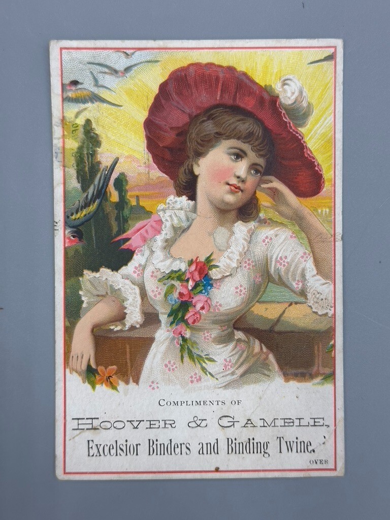 1880s EXCELSIOR BINDERS Hoover & Gamble FARM Advertising TRADE CARD Indianapolis