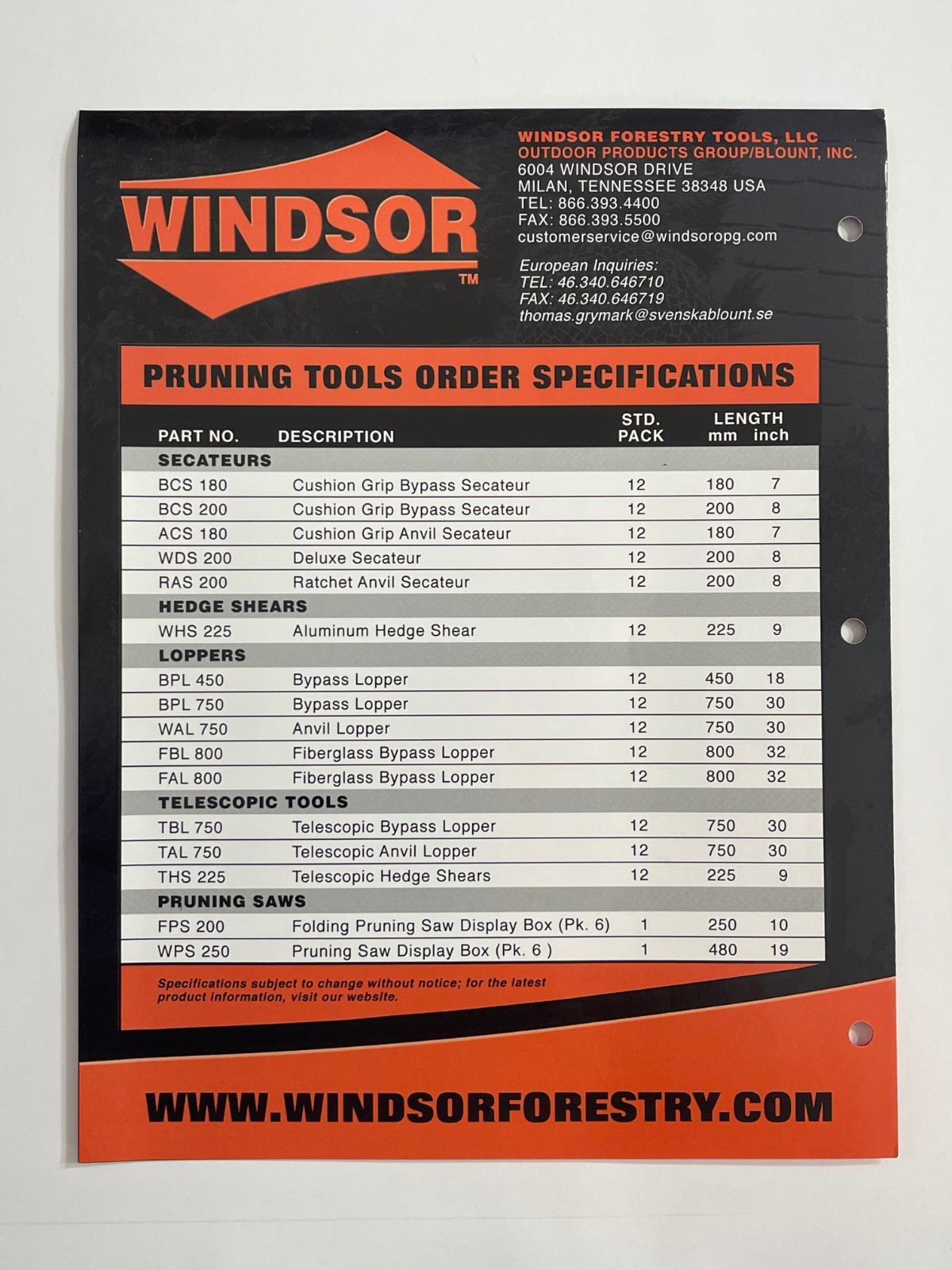 Vintage Original 1990s Windsor Pruning Tools Sales Brochure Catalog