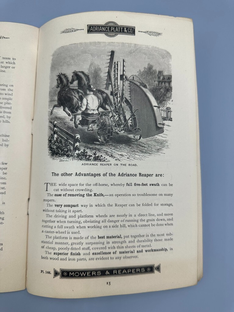 1886 ADRIANCE PLATT Co BUCKEYE WORKS Antique FARM Advertising Illustrate Catalog