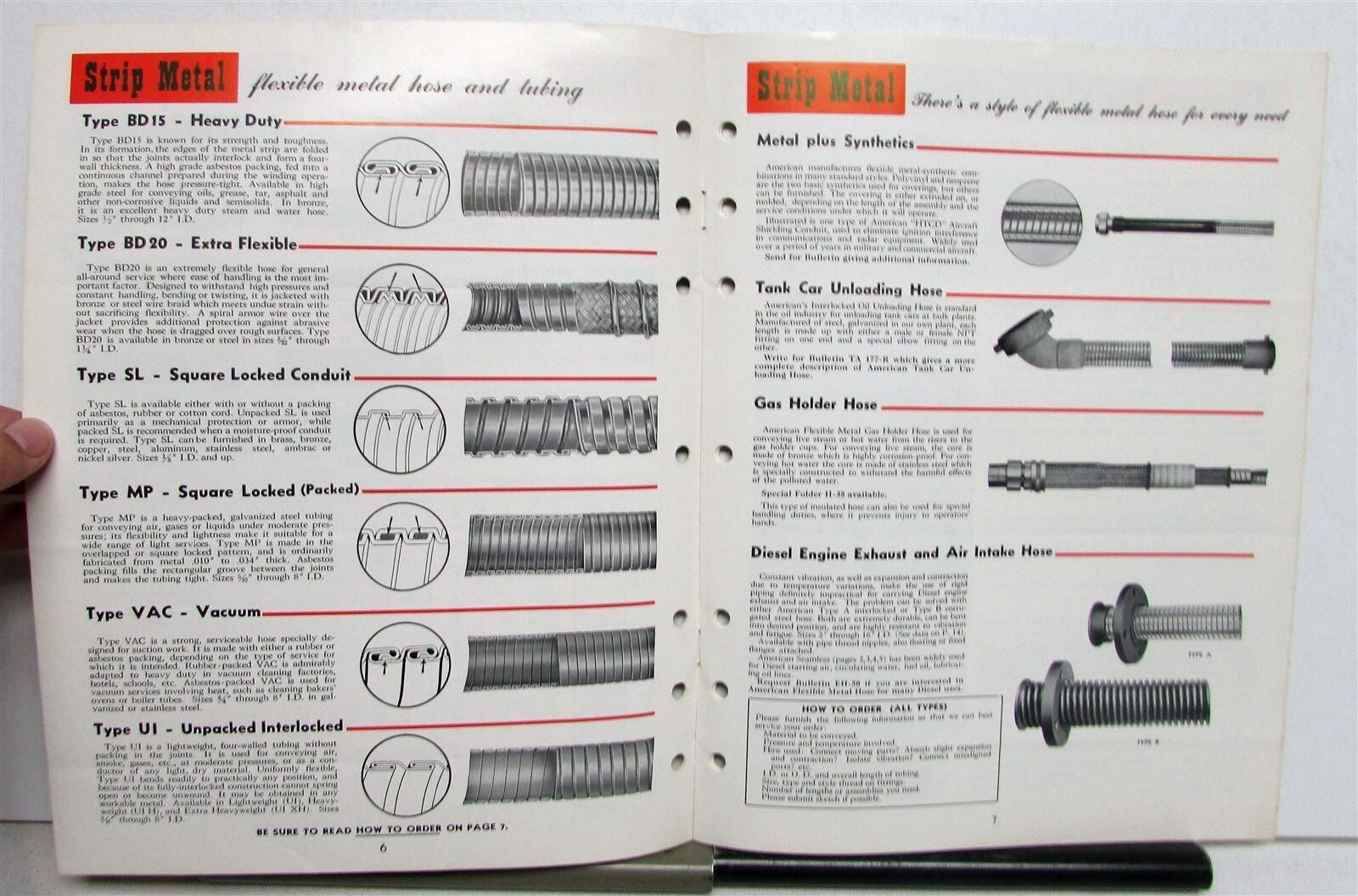 1940s American Flexible Metal Hose & Tubing Specifications Features Brochure