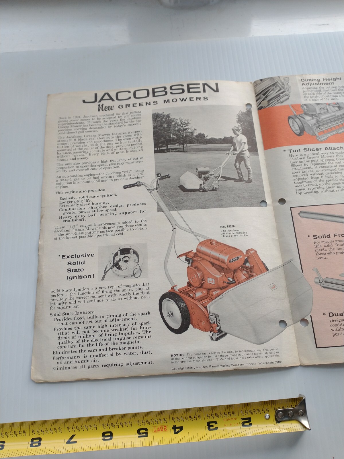 Vintage 1960&rsquo;s Jacobsen Golf Course greens Mower advertising Pamphlet