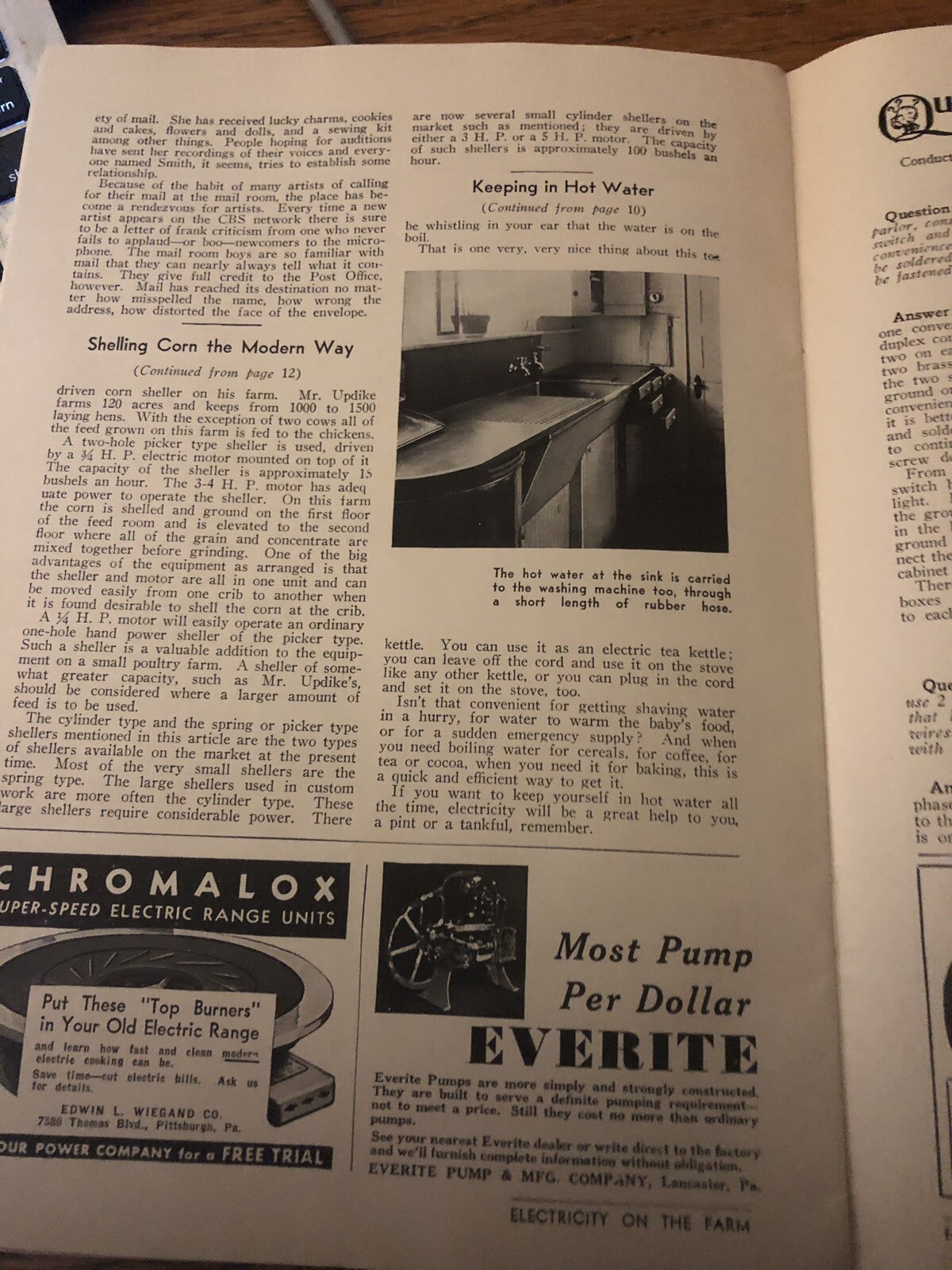 Electricity On The Farm July 1935, Corn Shelling Milk Cooling Water Heating