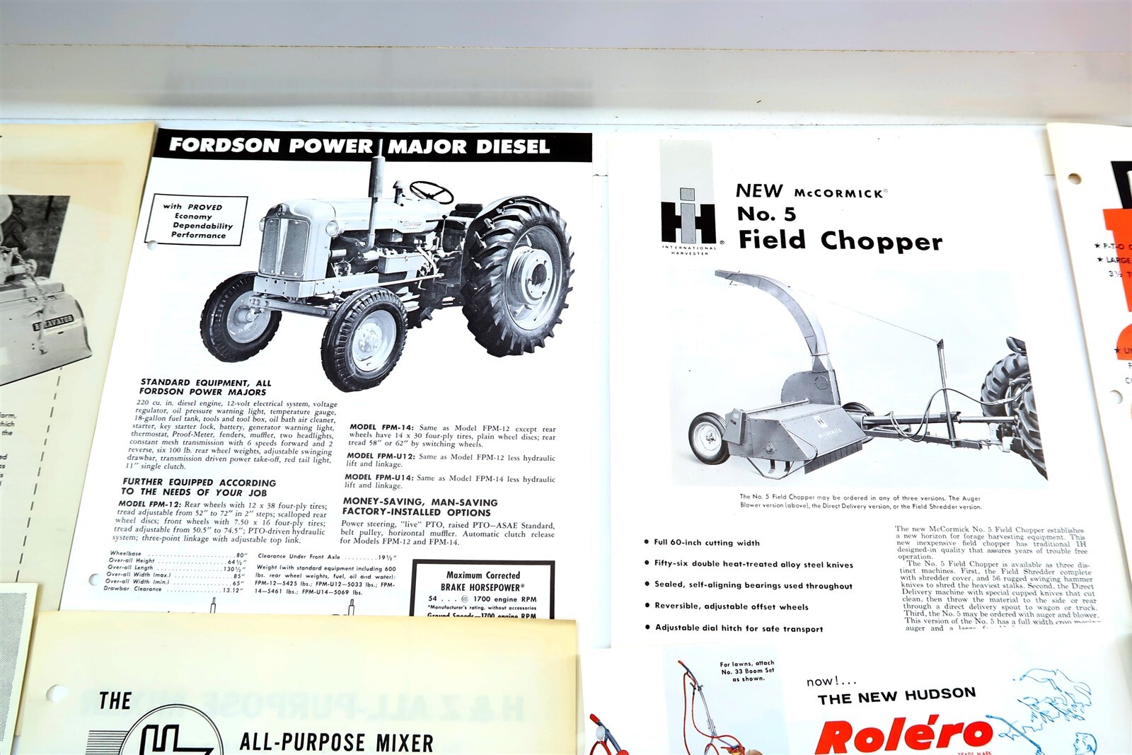 x21 Vintage 1950&rsquo;s – 1960&rsquo;s MIXED Brochures Tractors, Sprayers, Bailer, Cleaner