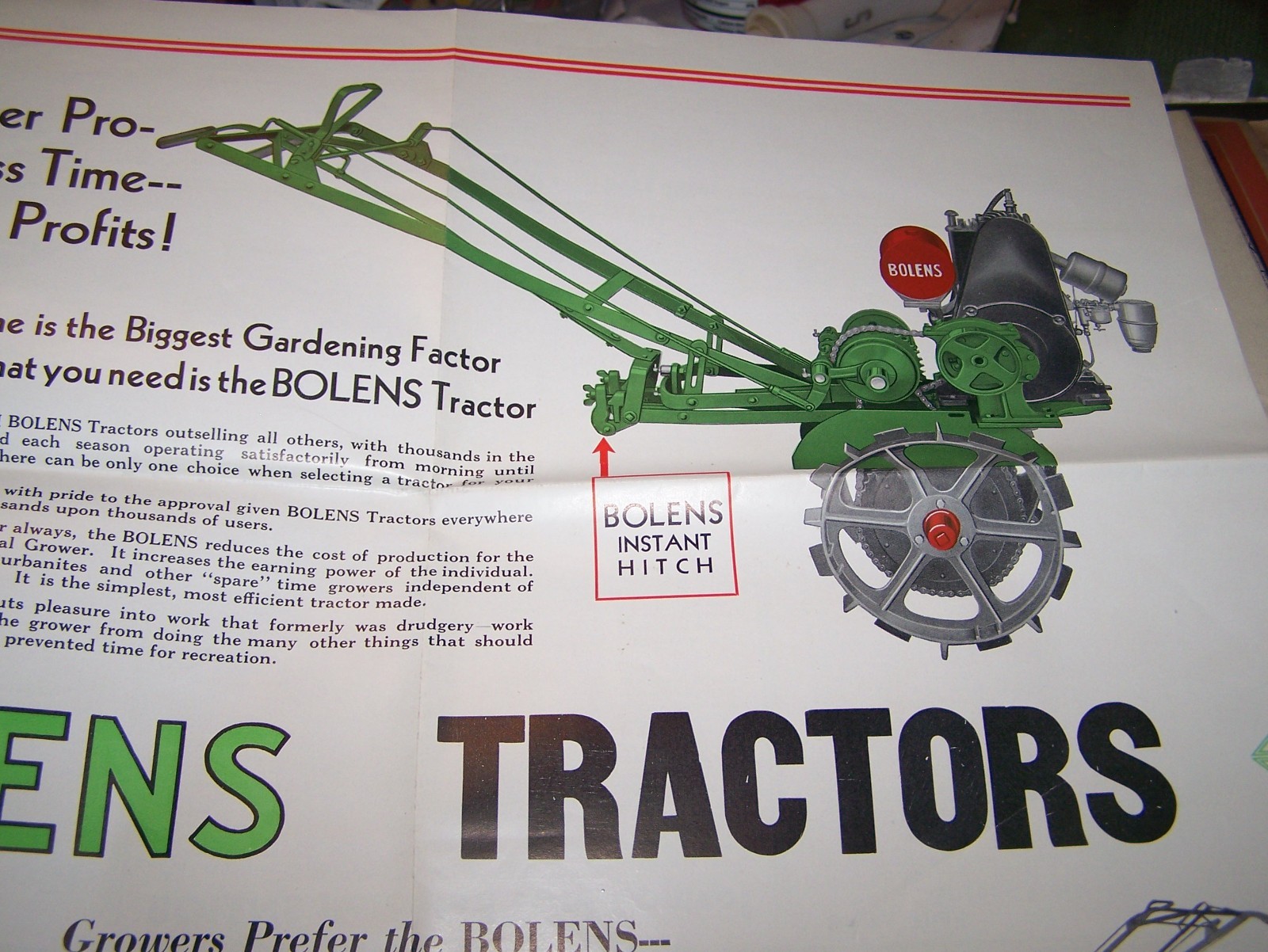 BOLENS Walk Behind Garden Tractor Briggs Stratton Engine Sales Poster Hit Miss