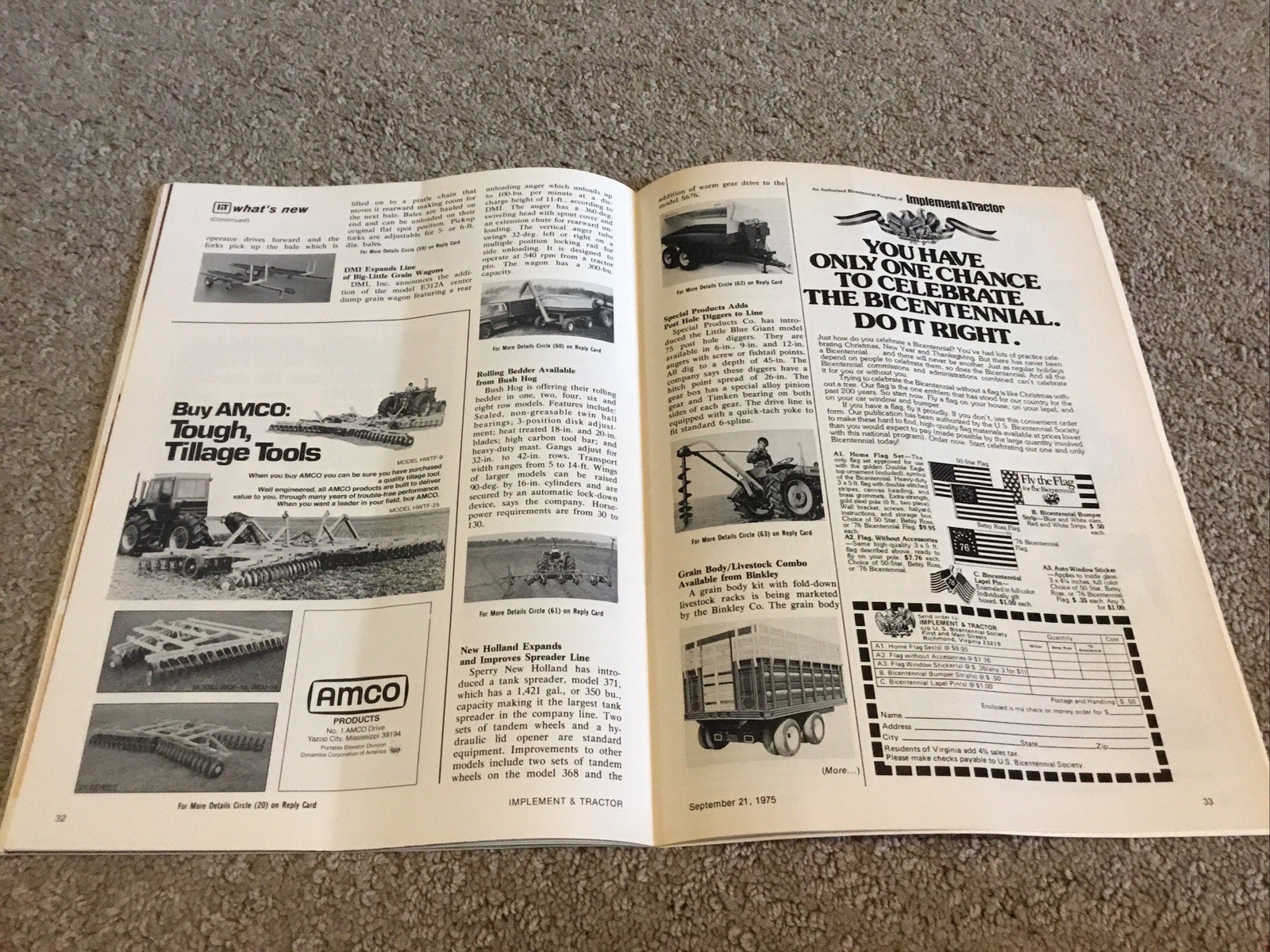 Implement & Tractor Magazine September 21 1975 Farming Agriculture Vintage Ads J