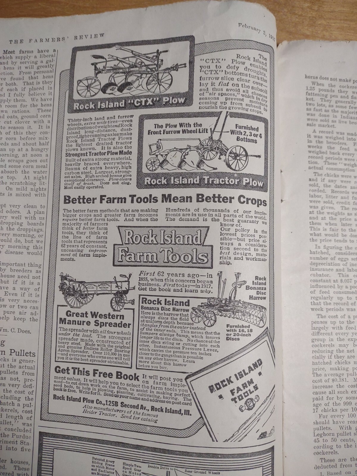 The Farmers Review February 3rd 1917 Weekly Magazine John Deere -Rock island ads
