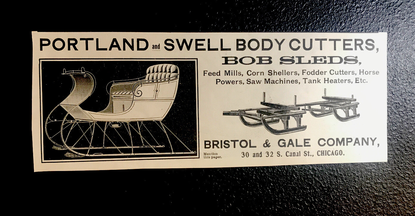 ORIGINAL 1897 Sleigh & Bob Sled Advertising – Chicago
