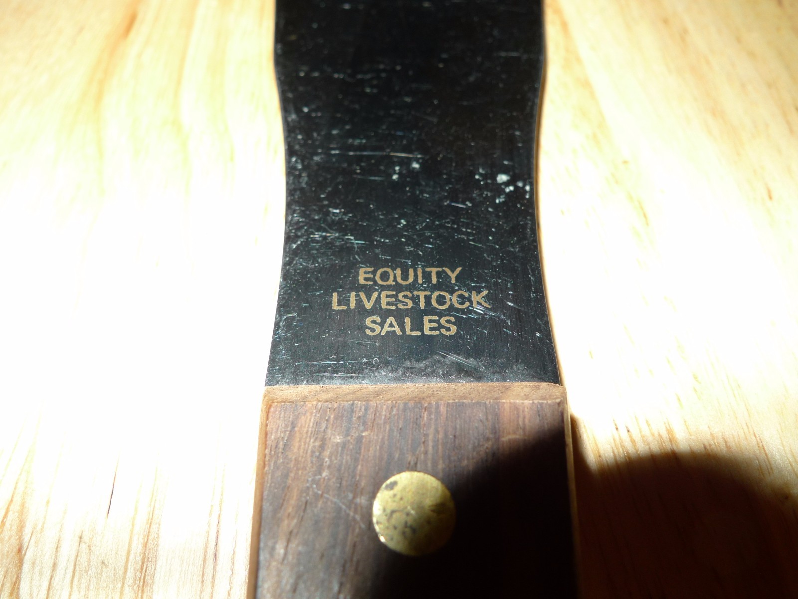 Vintage Equity Livestock Sales advertising scoop blade? stainless Japan