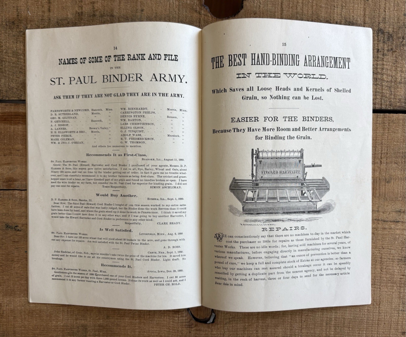 Amazing Seldom Seen Antique 1881 The Saint Paul Harvester Farm Machine Brochure