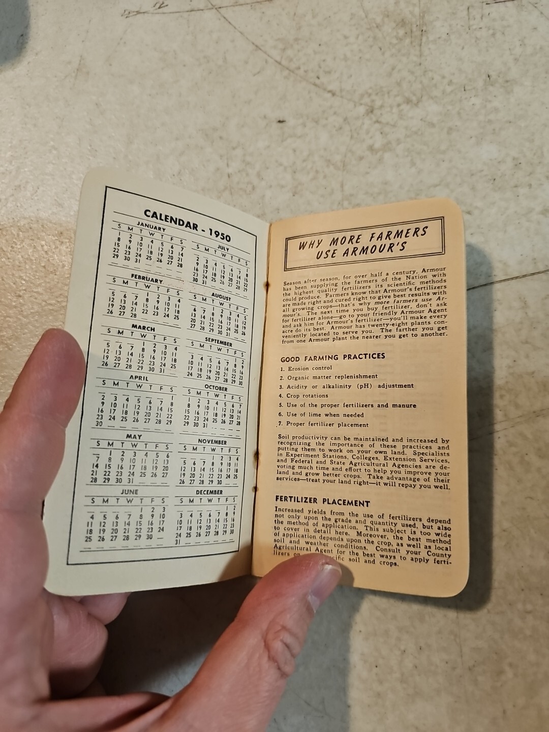 VTG 1950-51 Agriculture Armour&rsquo;s Big Crop Fertilizer&rsquo;s Calendar Notepad