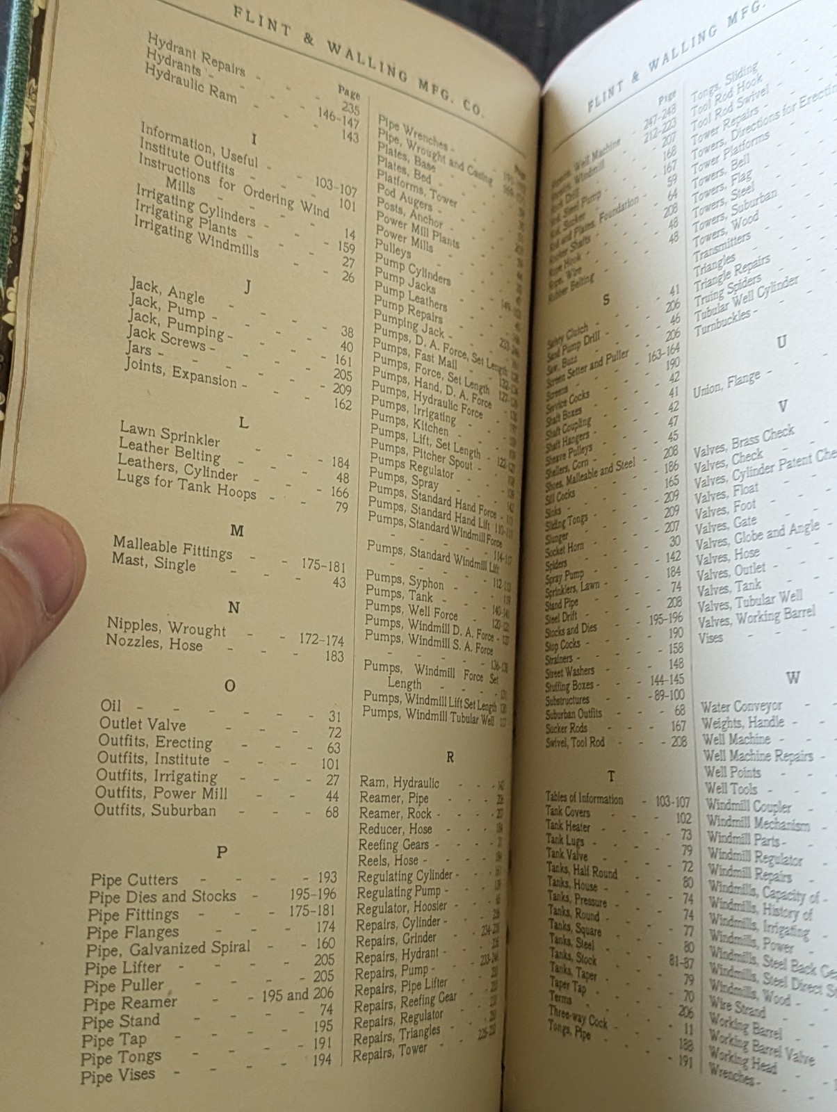 1901 Flint and walling Star windmill hardbound catalog. Windmills, Sawmill, ect.