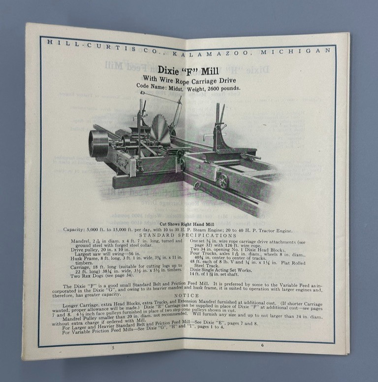 1920s Hill-Curtis Co Catalog 50 Saw Mill Machinery Lumber Timber Tool MI Antique
