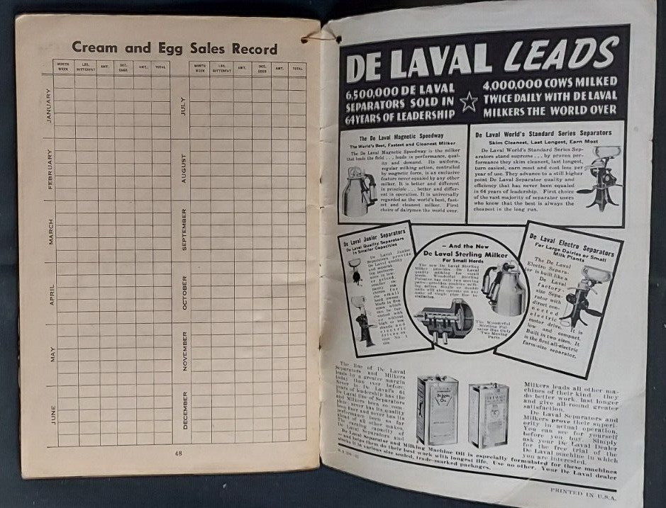 1942 De Laval Reference Year Book Cream Separators Frank Davis Greenville OH