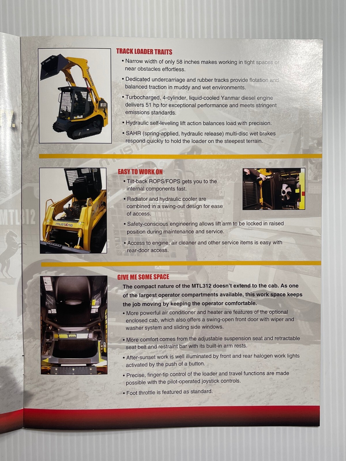 Mustang Track Loaders Sales Brochure *2008* (Showroom Book) *MTL312 – MTL325*