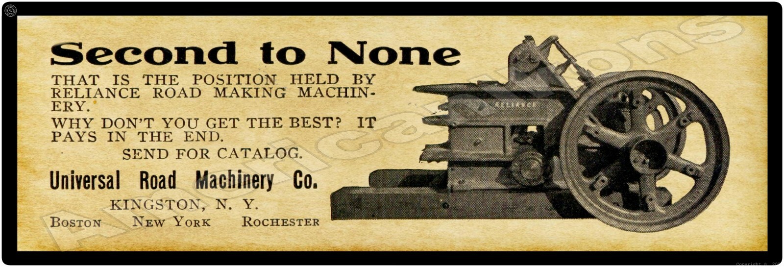 1913 Universal Road Machinery New Metal Sign: 6&Prime; x 18&Prime; Long – Ships Free