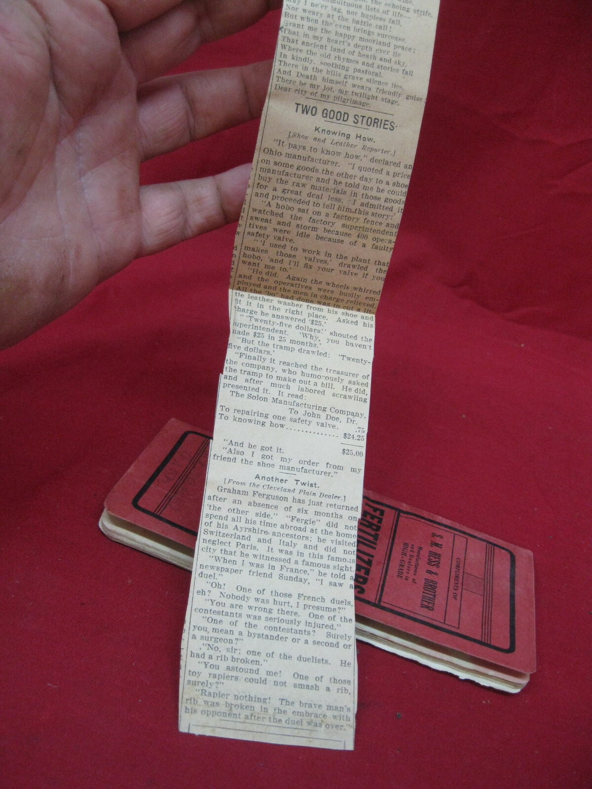 Unique Antique 1907 SM Hess & Brother Advertising Fertilizer Memo Notebook