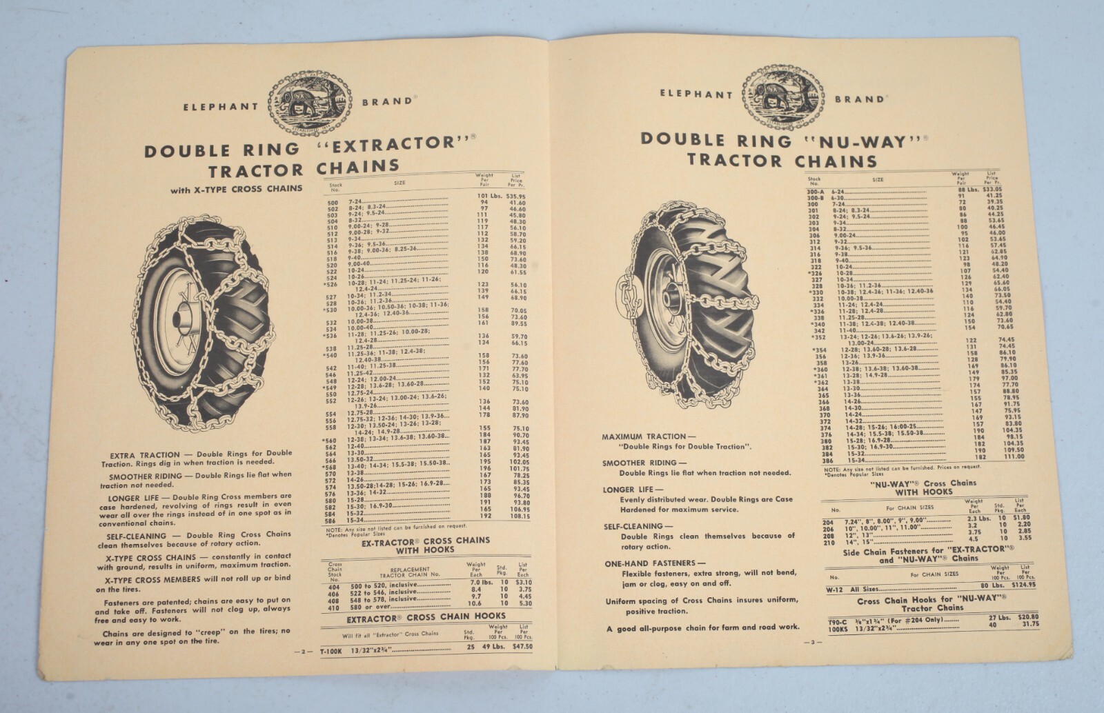 Vintage 1960 Elephant Brand Double Ring Tractor Chain Brochure Madison WI
