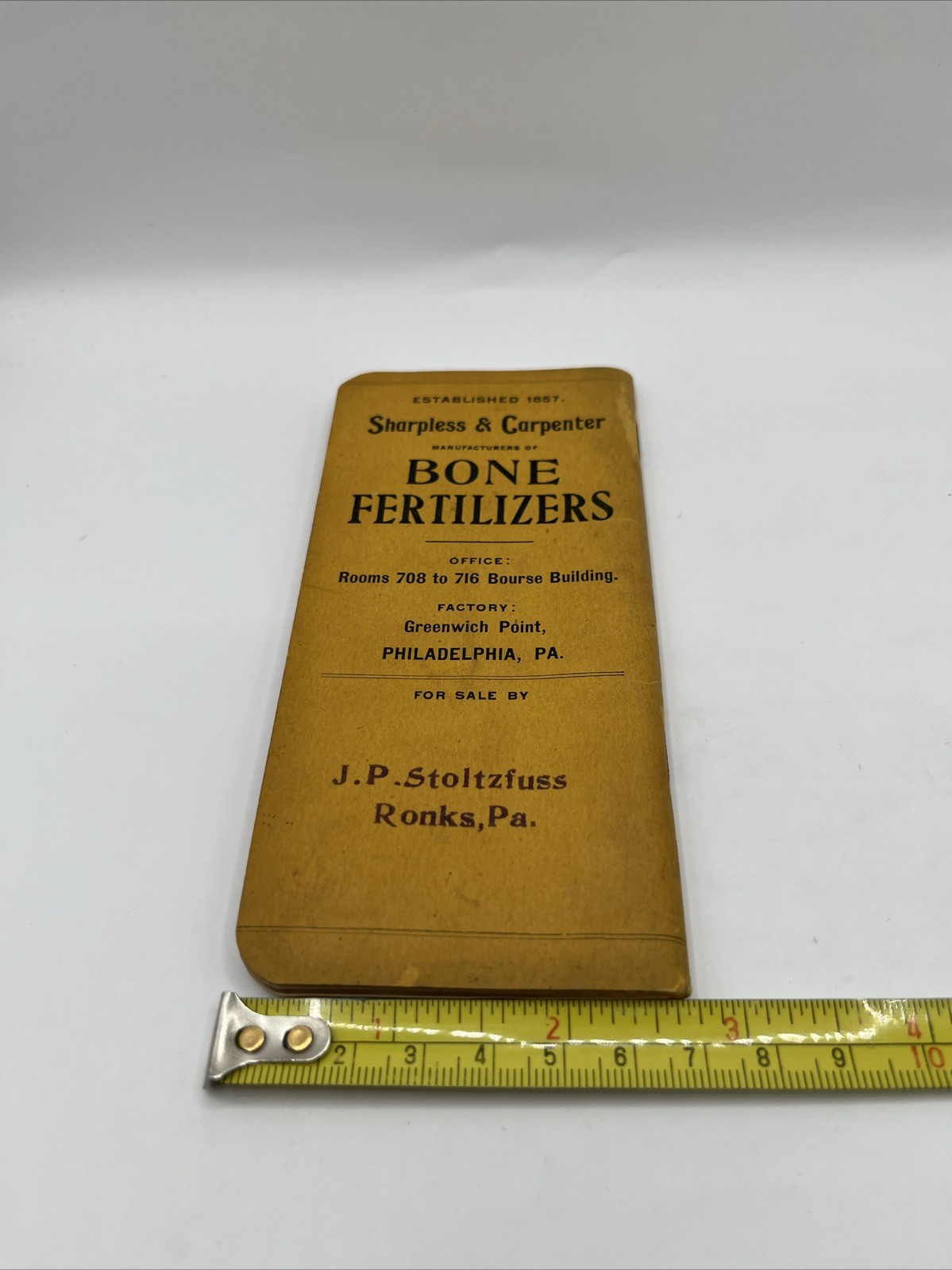 1900 Pocket Note Book Sharpless & Carpenter Fertilizers of E.R. Kloos, Agt.