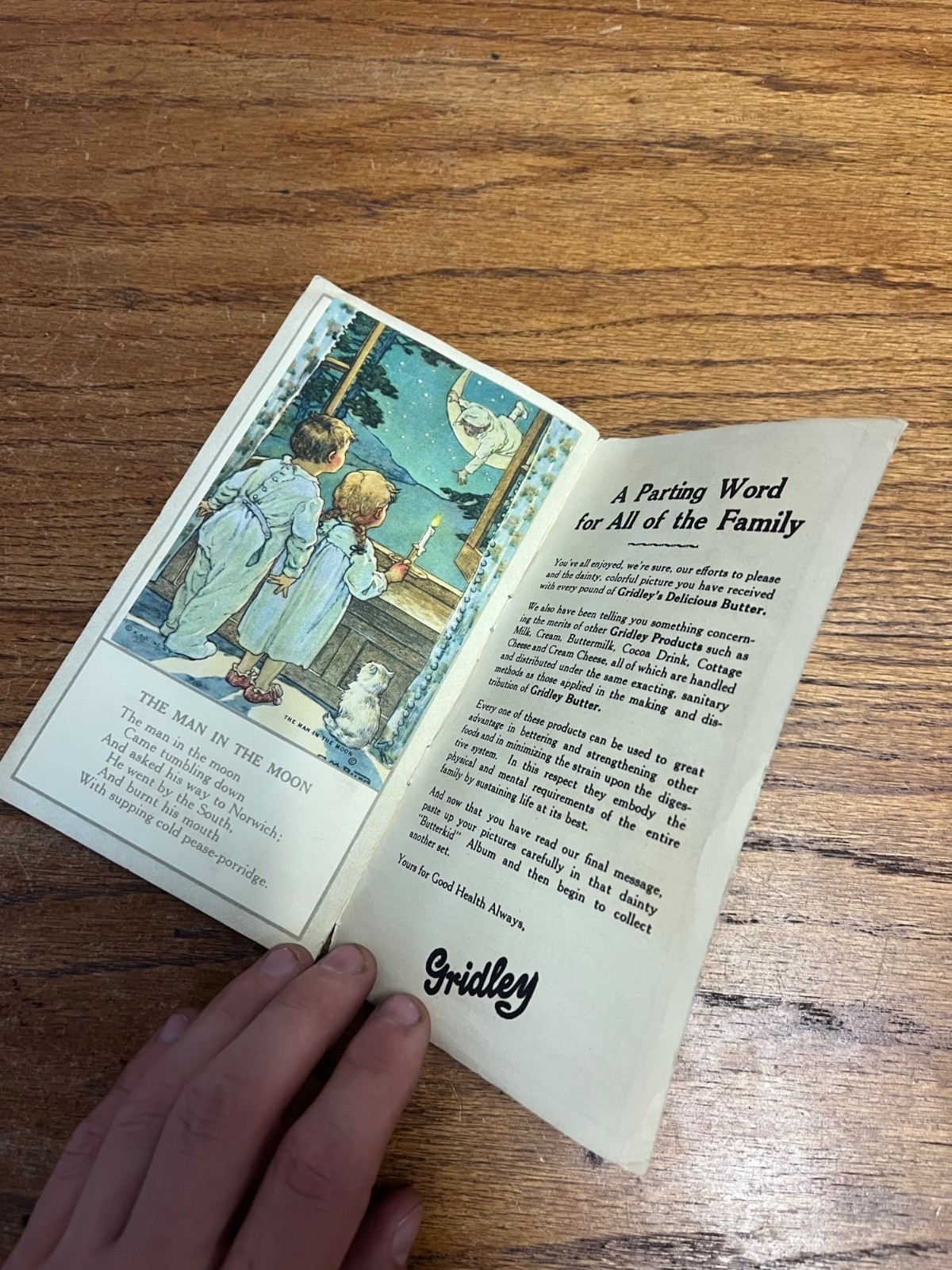 RARE Vintage 1920s Gridley Butter Butterkid Album Advertising Card Milwaukee WI