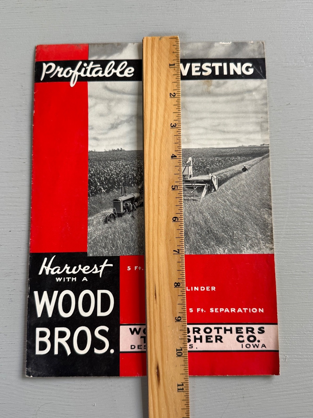 Vintage Brochure Wood Brothers Thresher Wheat Harvest Des Moines IA Farm 1938