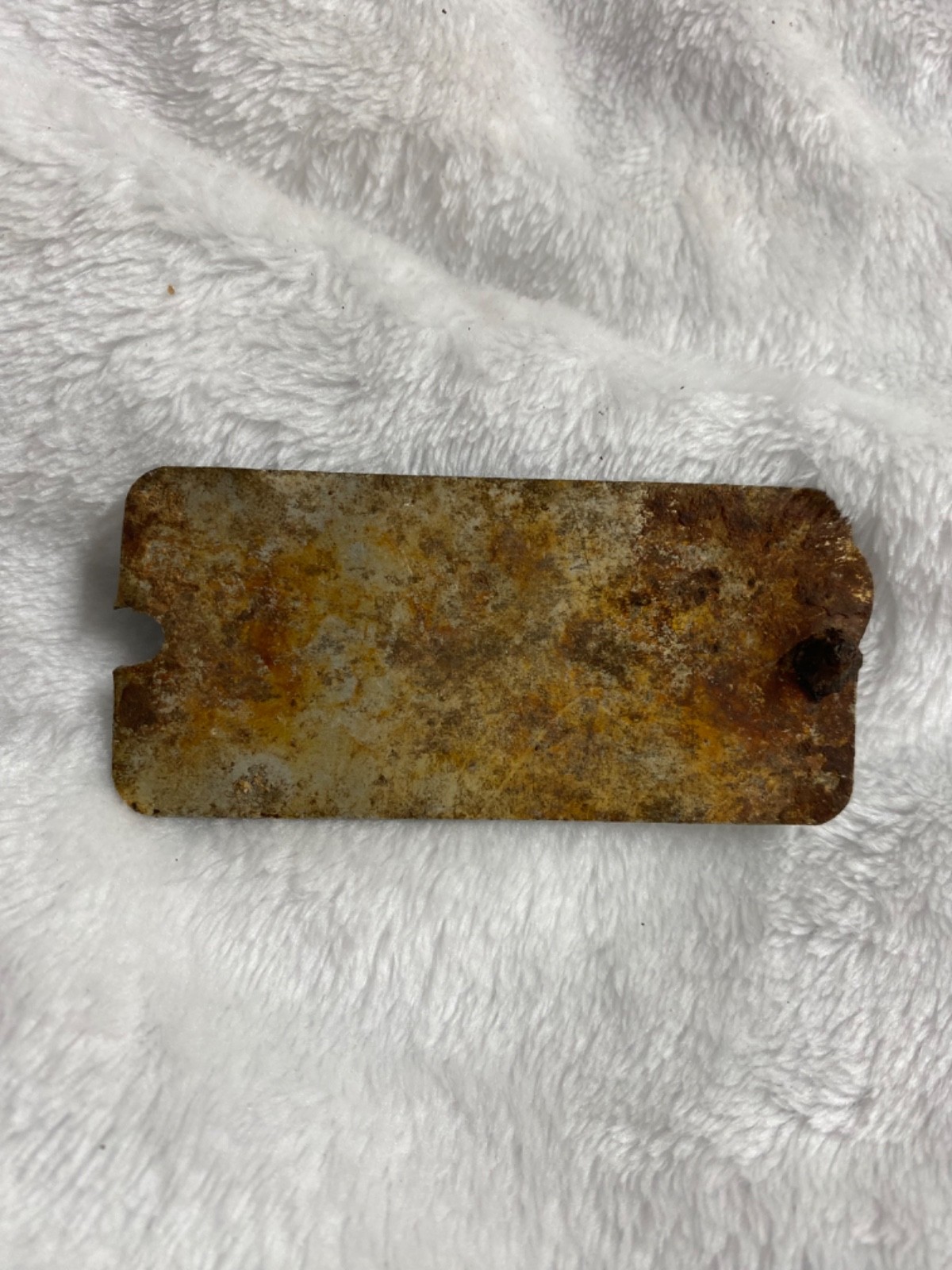 Vintage Powr-Kraft 3&Prime; x 1.5&Prime; Metal Tag (one rivet)