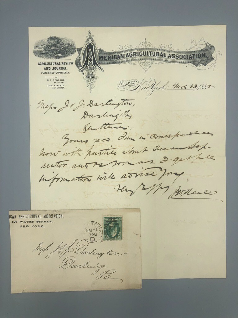 1882 AMERICAN AGRICULTURAL Assn Journal POSTAL COVER Antique FARM Advertising NY