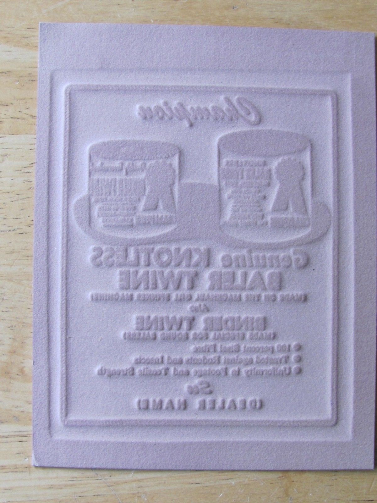 1950&rsquo;S DEALER ADVERTISING PLATE CHAMPION BALER TWINE STONE CORDAGE CHARITON IA
