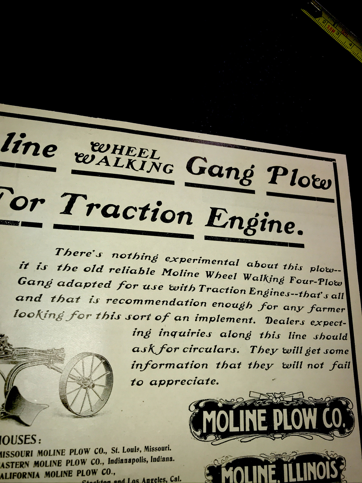 1903 Moline Plow Co. Farm Advertising – Moline – Illinois
