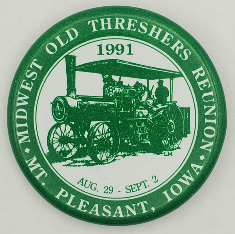 3 Vintage Old Threshers Reunion 1991 94 and 95 Mt Pleasant IA Pinback Button