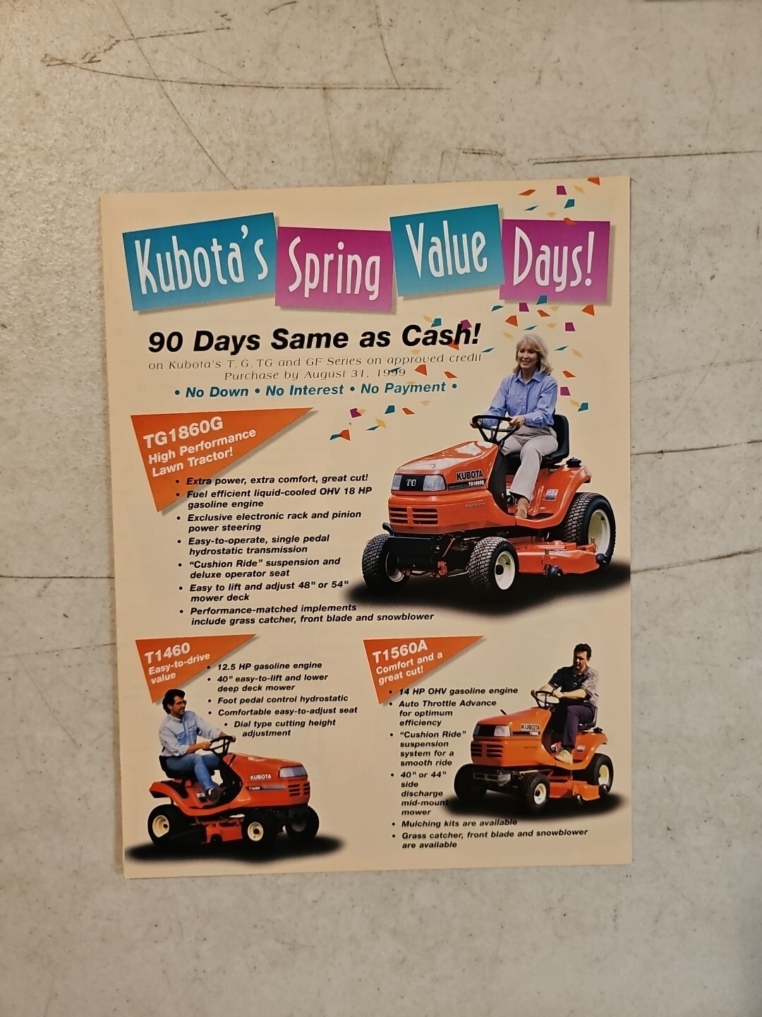 Original 1999 Kubota Spring Value Days Dealer Sales Brochure