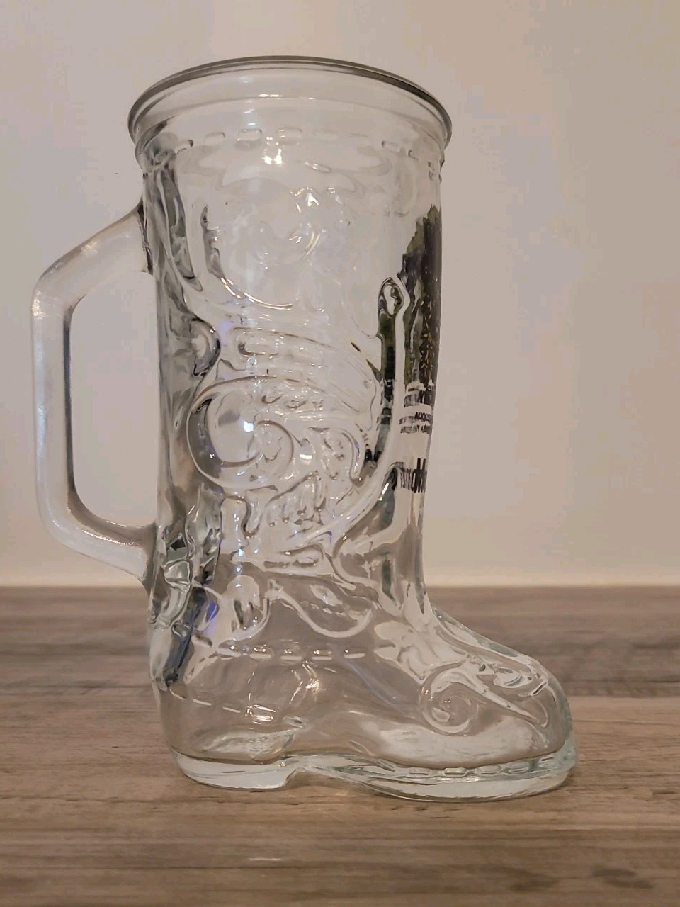 Vintage Libbey Cowboy Boot San Antonio Soybean Expo 1985 Monsanto Ad Glass