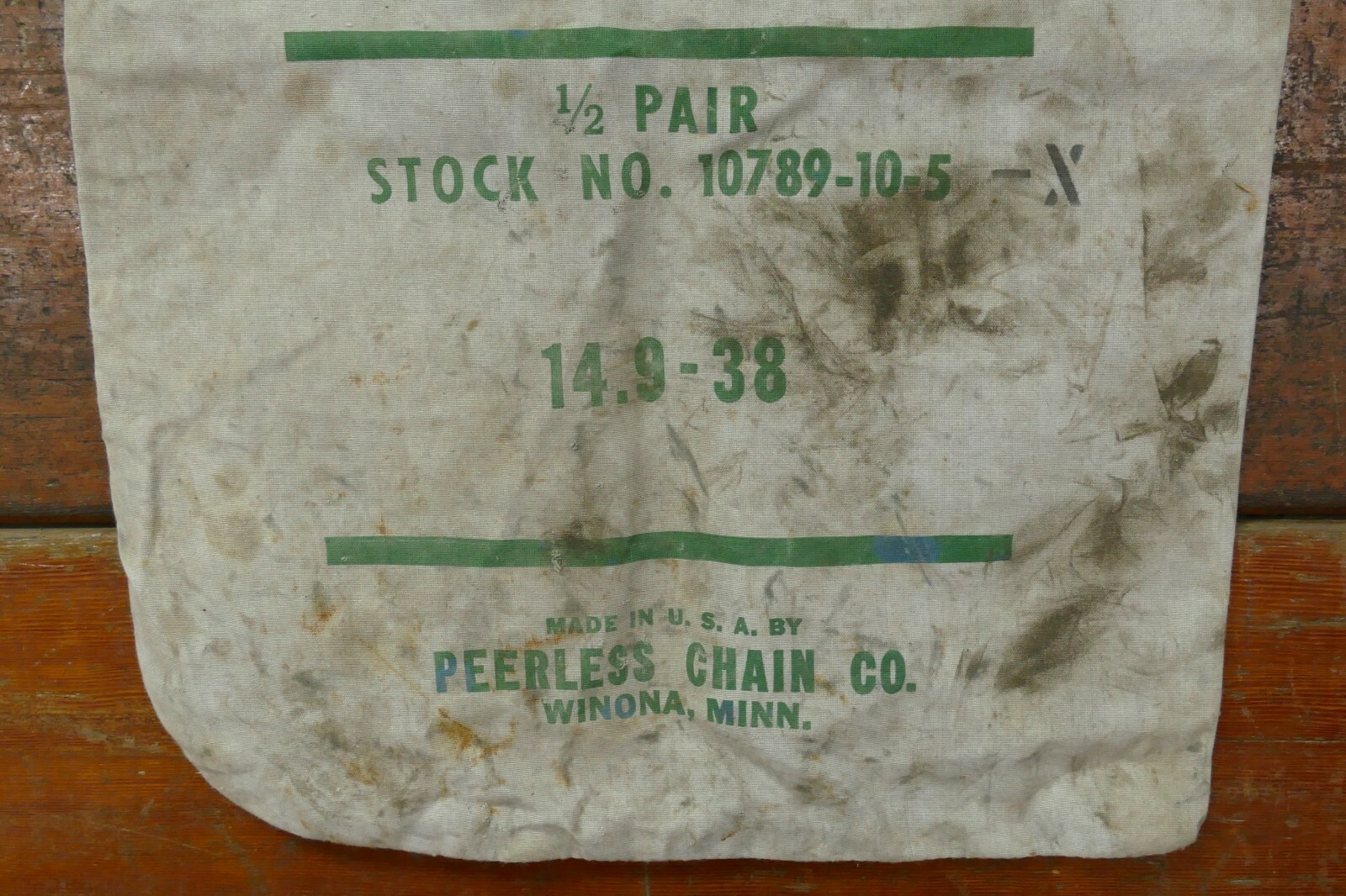 Vintage Peerless Duo Trac Tractor Chains Advertising Cloth Bag Winona Minnesota