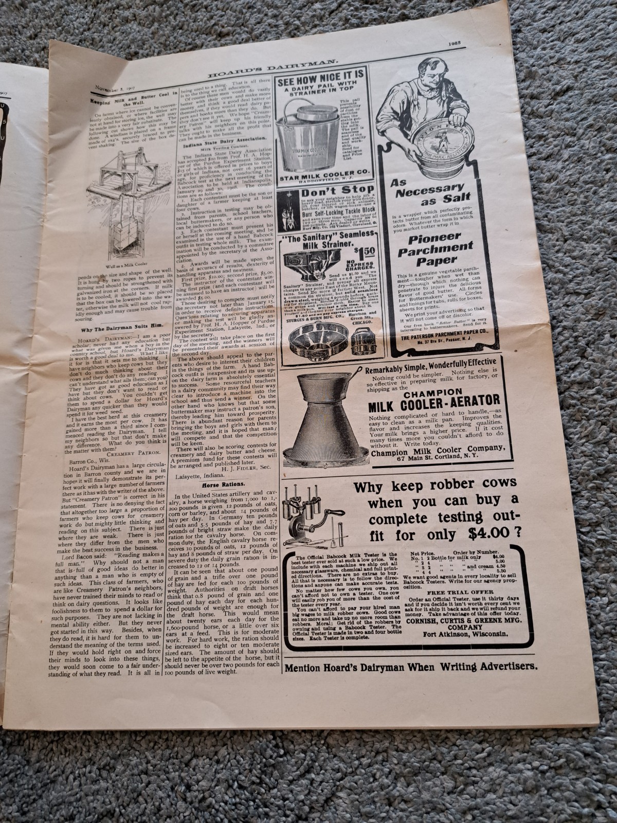 November 8 1907 Hoard&rsquo;s Dairyman Newspaper Dairy Farming Magazine