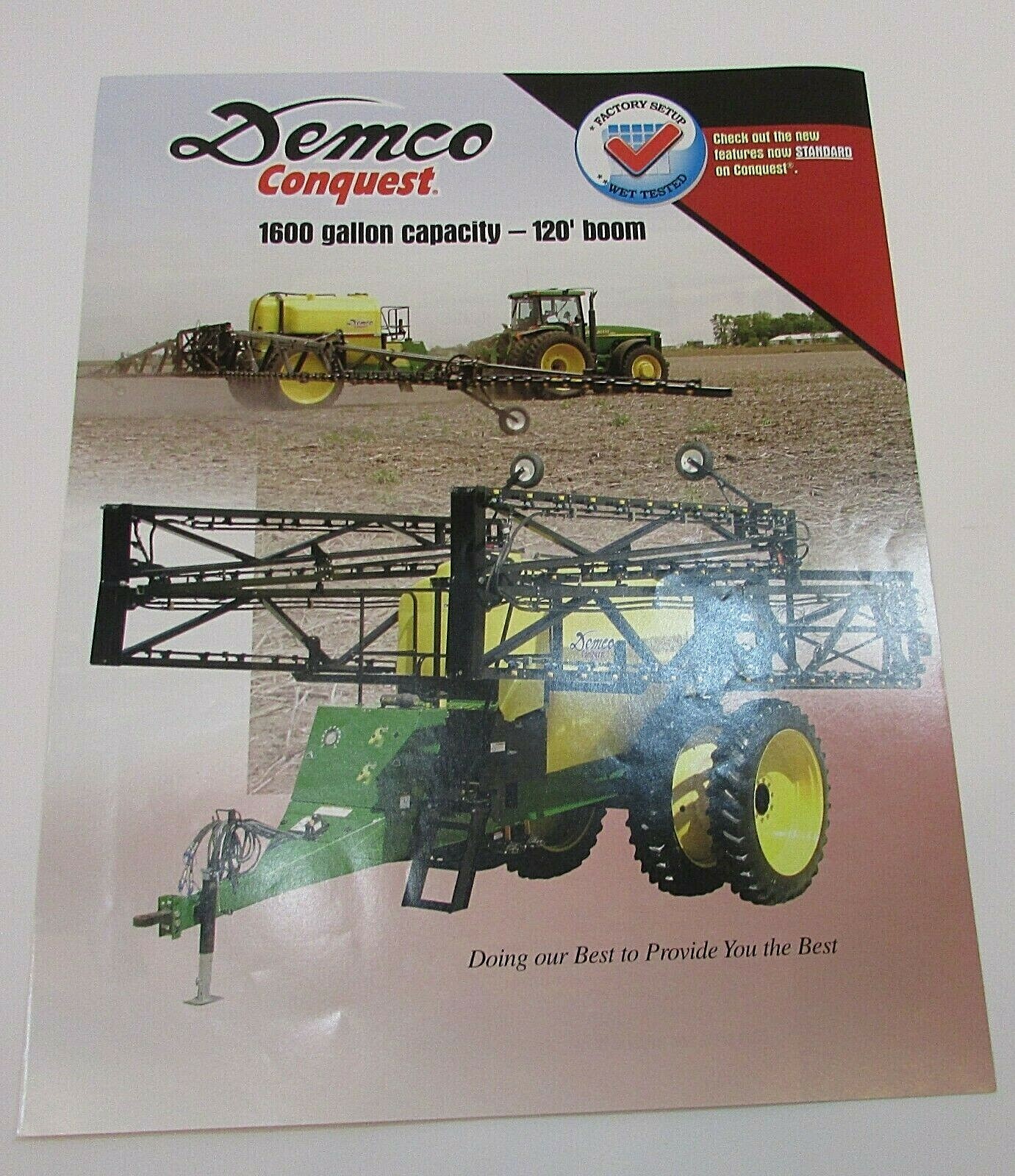 New 1990s Demco Conquest 1600 Gal 120&prime; Boom Farm Crop Sprayer Brochure FREE S/H