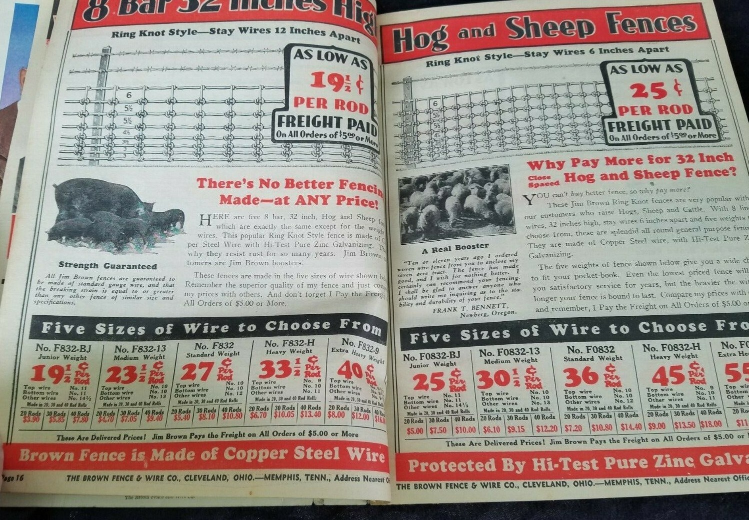 1934 Catalog Brown Fence & Wire Cleveland Memphis Gates Paint Farm Color Chart