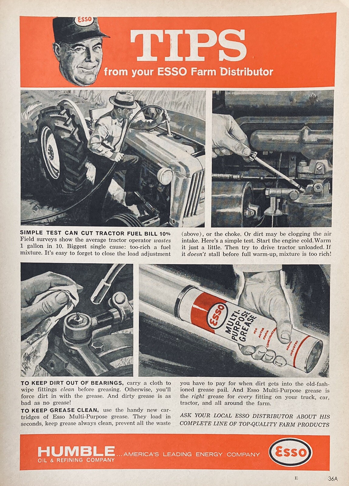1964 AD(XH10)~HUMBLE OIL CO. ESSO MULTI-PURPOSE TRACTOR GREASE