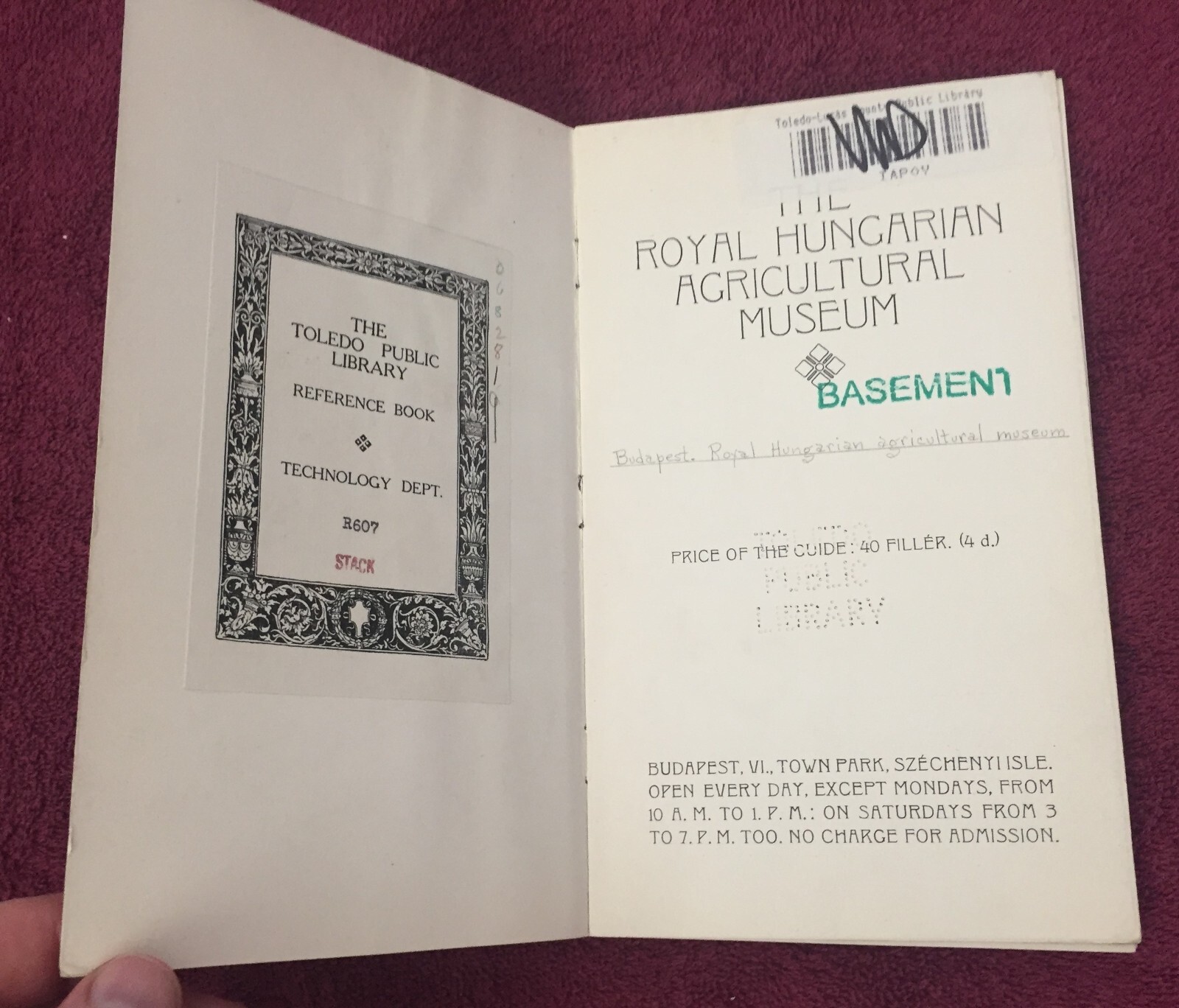 RARE 1914 Guide To Royal Hungarian Agricultural Museum Hungary Farming History