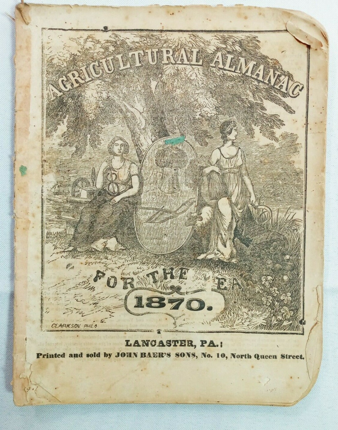 Vintage 1870 John Bear Baer&rsquo;s Agricultural Almanac Lancaster PA Antique Farmers