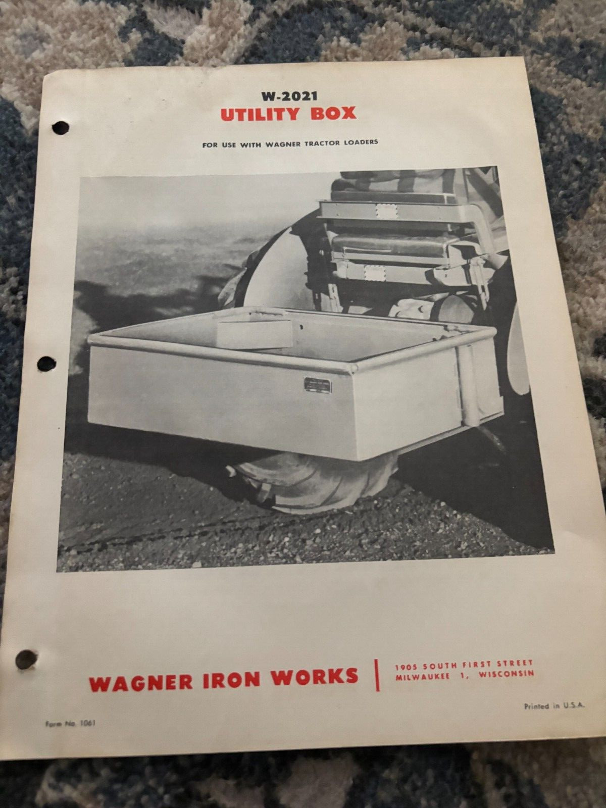 Wagner Iron Works W-2021 Utility Box Brochure FCCA25