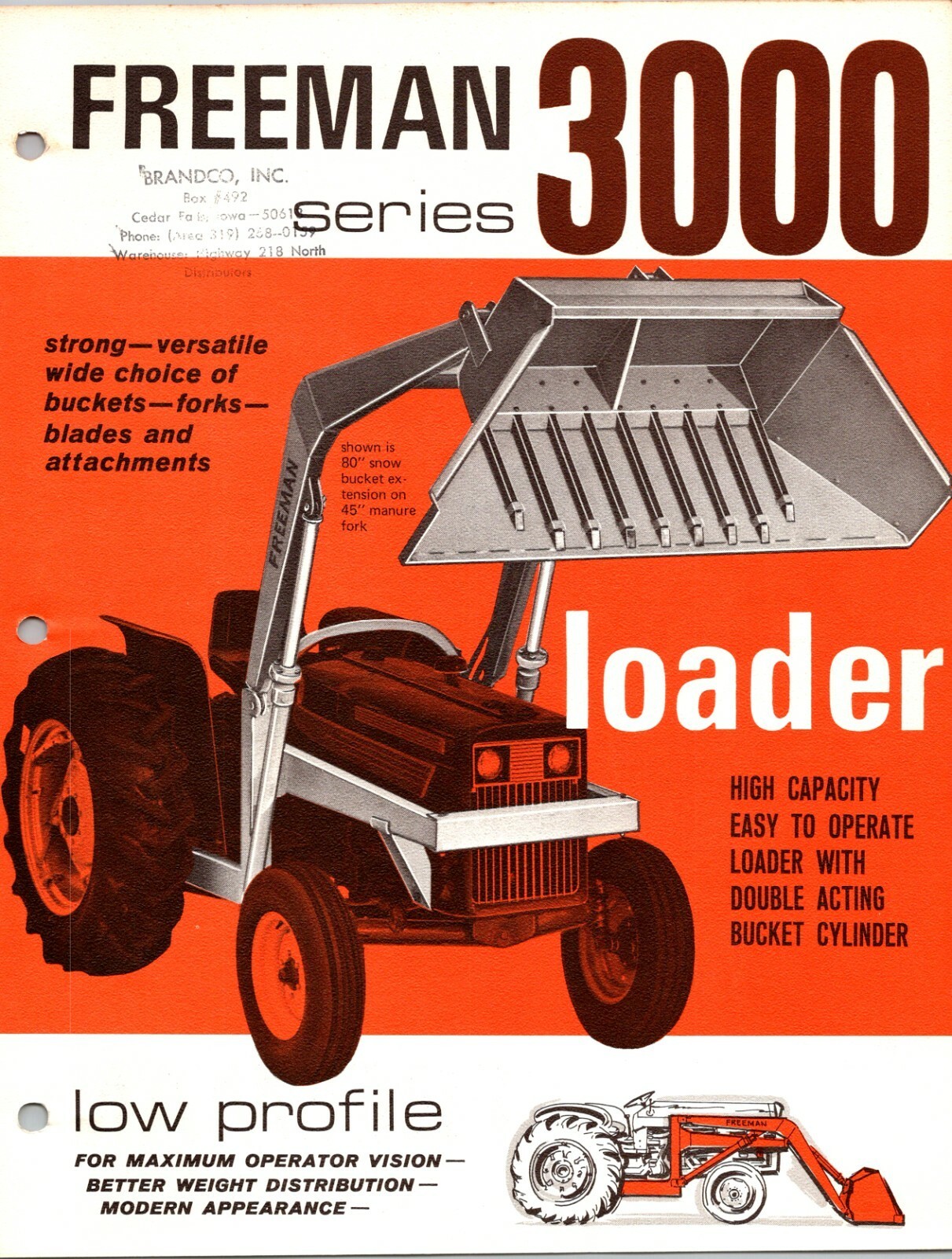 One(1) Freeman Series 3000 Loader Tractor Dealer Sales Specs Flyer Brochure