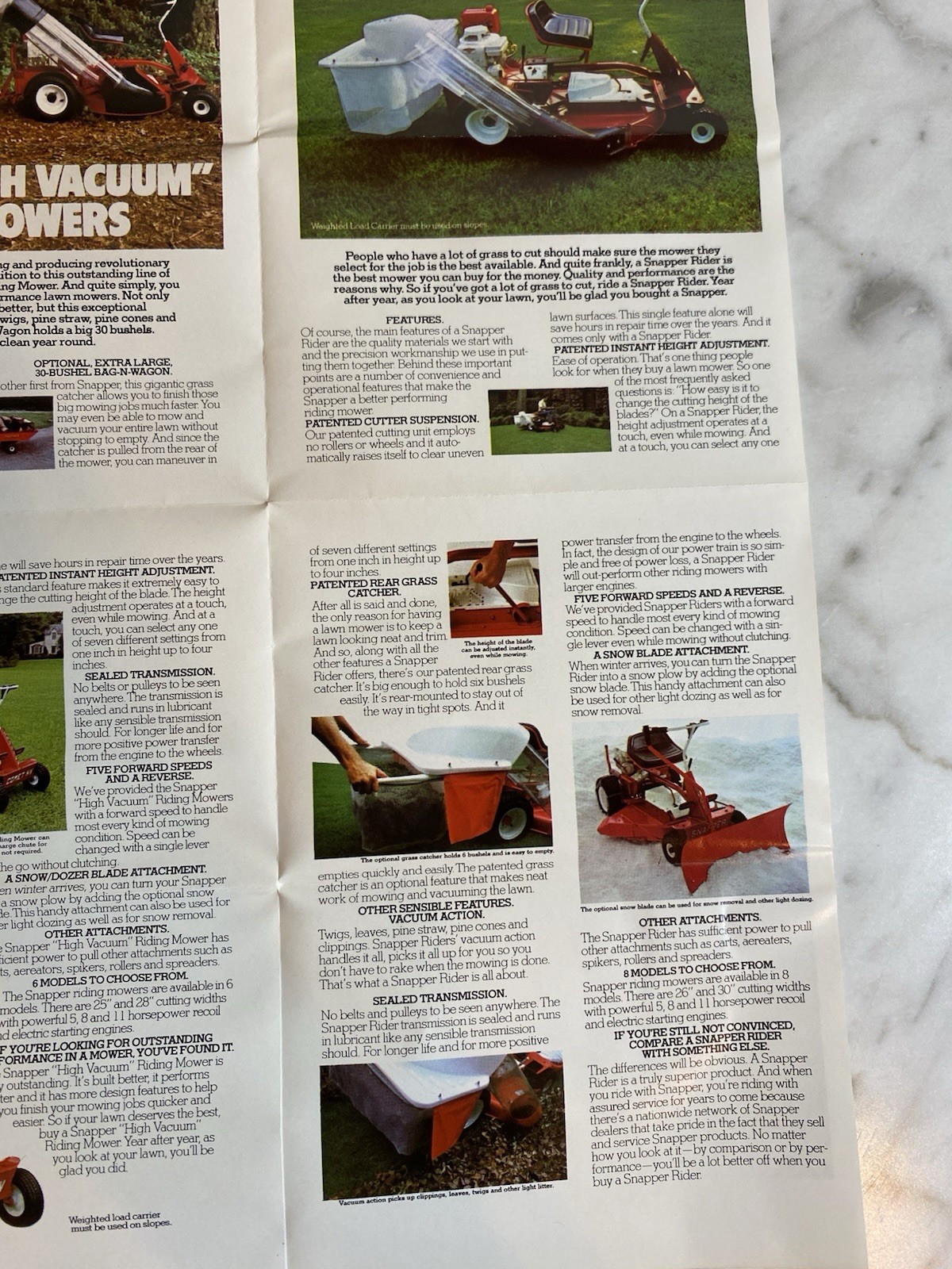 1970s-80s Snapper Lawn Mower & Tiller Original Advertising Foldout Brochure