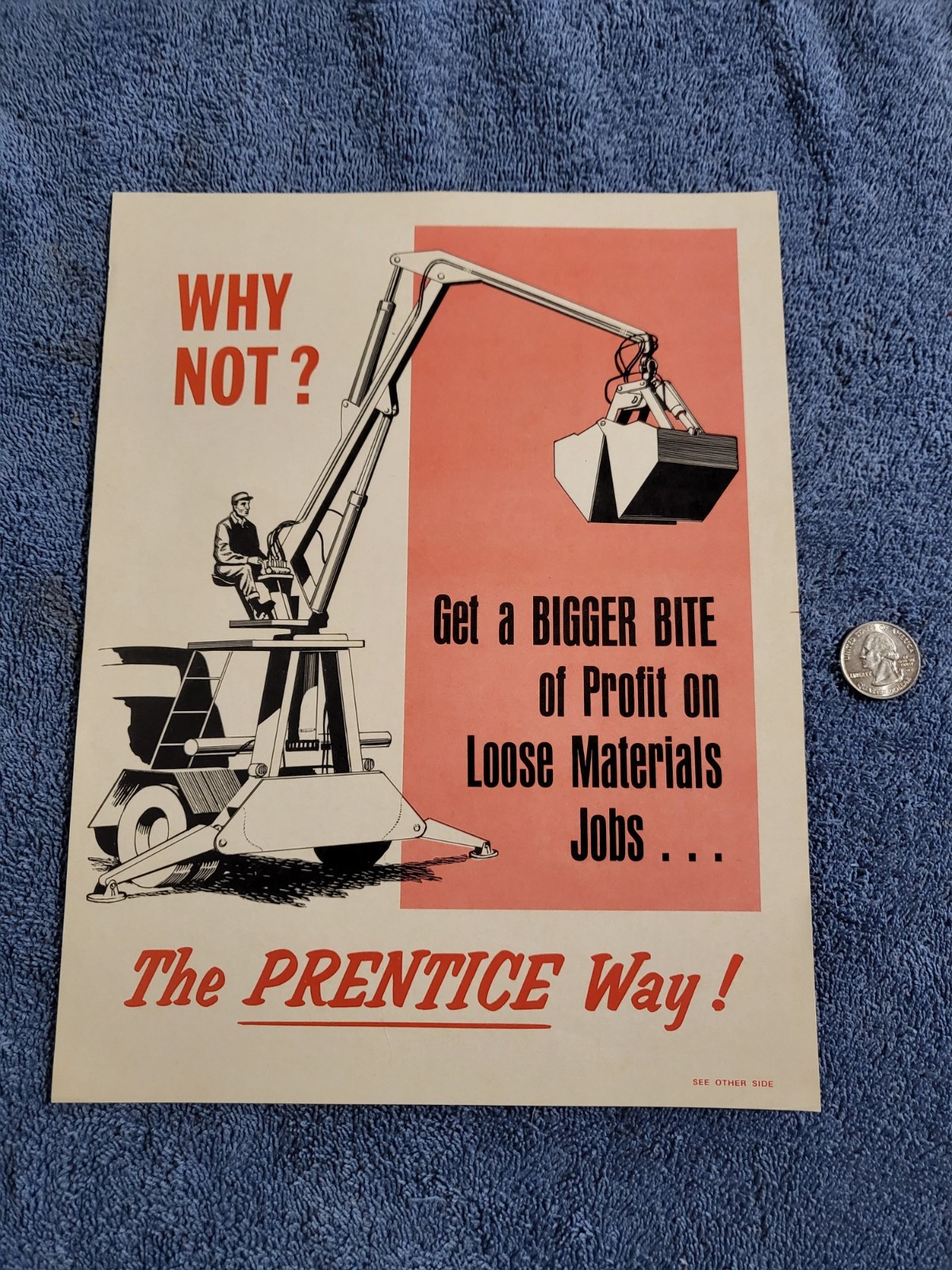 Vintage Prentice Hydraulics Inc CLAM Bucket Crane Lift Loader BROCHURE Wisconsin