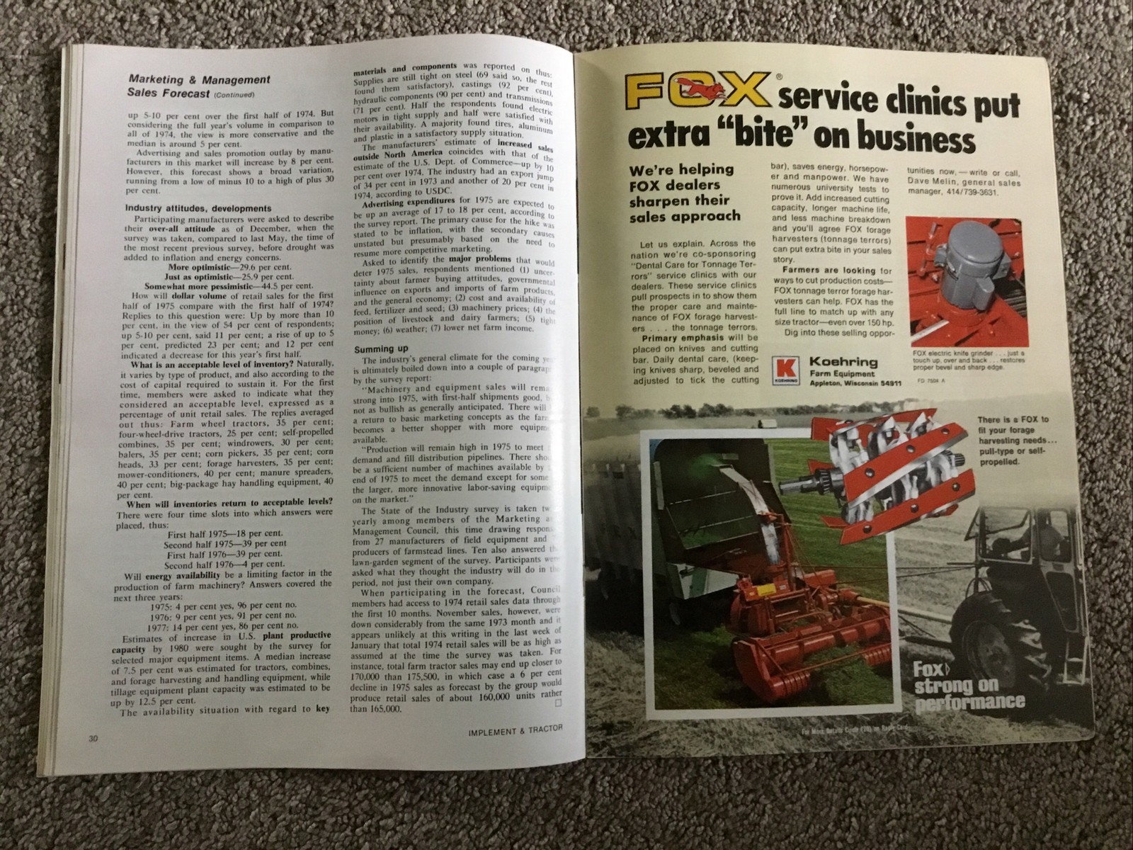 Implement & Tractor Magazine February 21, 1975 Farming Agriculture Vintage Ads J