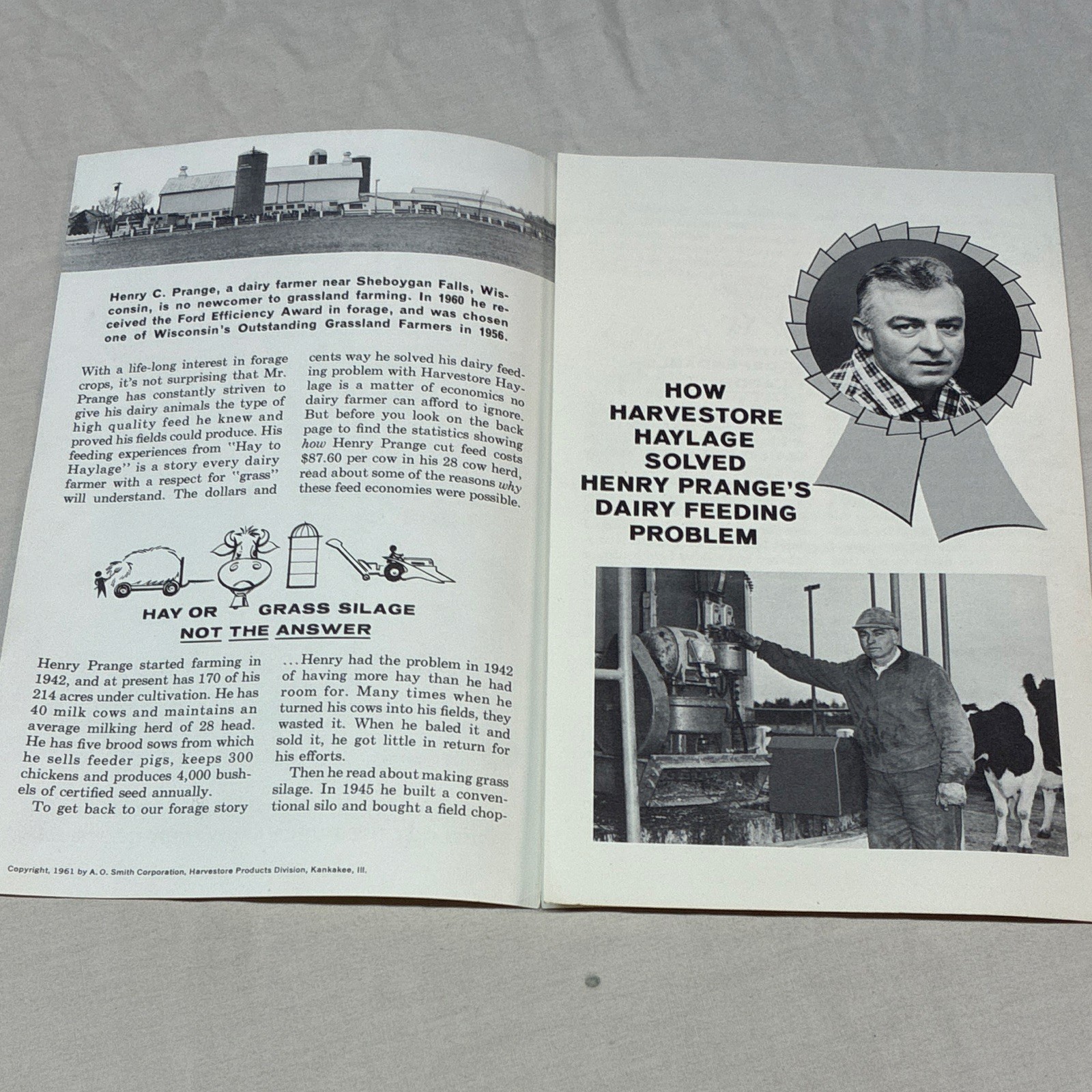 Lot of 4, A.O. Smith Harvestore System Haylage Agriculture Advertising Brochures