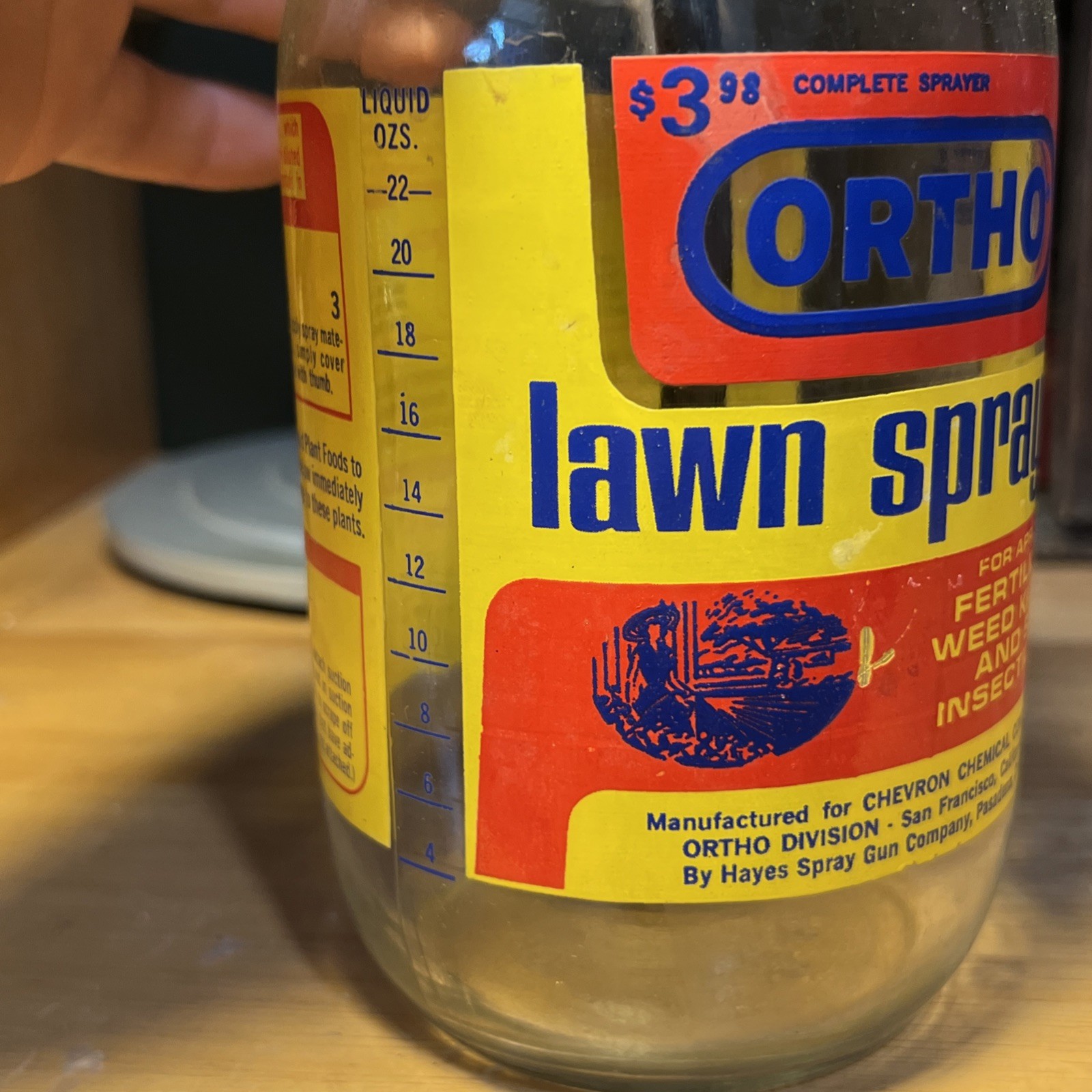 Vintage ACL Jar Bottle Ortho Lawn Sprayer Chevron Chemical Hayes California